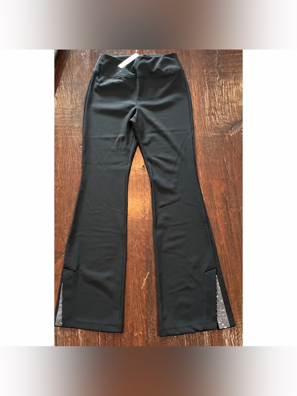 NWT WHBM Scuba Embellished Flare Leggings Black Rhinestone Size Small